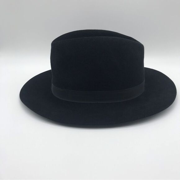 Stetson 100% Fur Felt Black Fedora Style Hat Wide Full Brim Womens Accessories - Picture 3 of 12